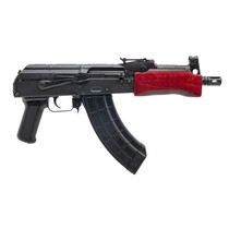 Century Arms HG2137PRN Draco Mini 7.62x39mm 30+1 7.75" Black Threaded Barrel, Black Steel Stamped Metal Receiver, Black Polymer Grip, Red Wood Handguard, Rear Picatinny Rail, Right Hand