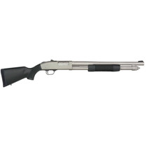 Mossberg 50793 590A1 Pro 12 Gauge 6+1 18.50" Silver Marinecote Barrel & Steel Receiver, Black Synthetic Stock