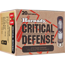 Hornady 86238 Critical Defense 410 Gauge 2.5 2RB 1 Slug 20 Rounds
