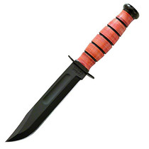 Ka-Bar 1250 Short Straight Edge 5.25" Blade W/Leather Sheath knife