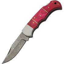 SZCO Pink Damascus Folding Knife