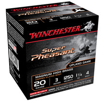 Winchester Super Pheasant HV High Brass 20 GA 3" #4 Copper Plated Lead Shot 1-1/4 oz 1250 fps 25 Rounds