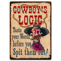METAL TIN SIGNS, Funny, Vintage, Personalized 12"X 17" Cowboy Logic