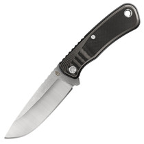 Gerber Downwind Black Fixed Blade, Plain Edge, Drop Point, Waxed Canvas Sheath