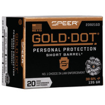 Gold Dot 23921GD Personal Protection 38 Special+P 135 GR JHP 20 Rounds