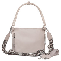 Bulldog Convertible Hobo Stone/Leopard Crossbody Purse w/ Holster