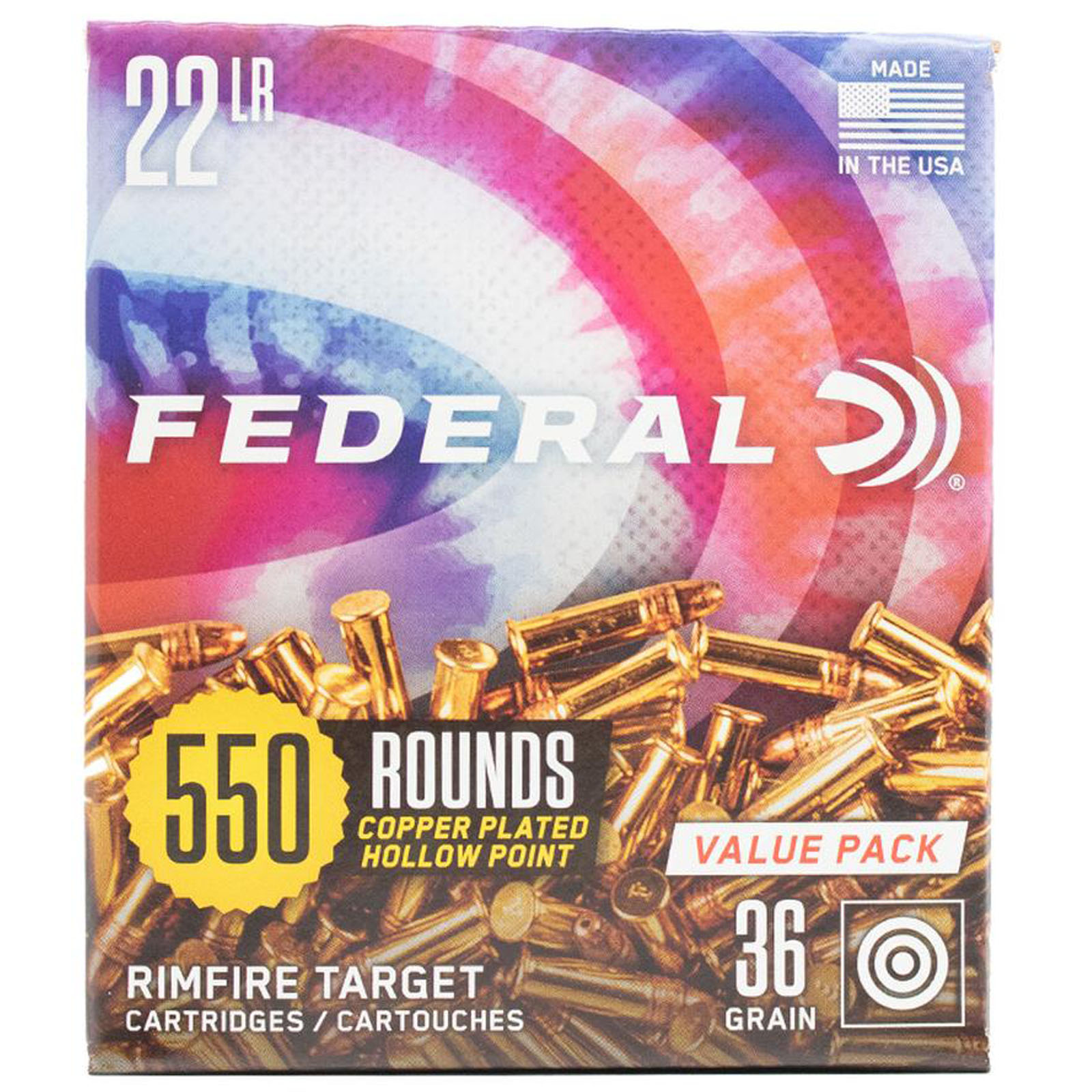 純銅ラウンド 99.9%以上 FINE COPPER 40ミリx50枚カプセル付 Federal 22LR 36 gr Copper Plated HP Target Value Pack 550/Box