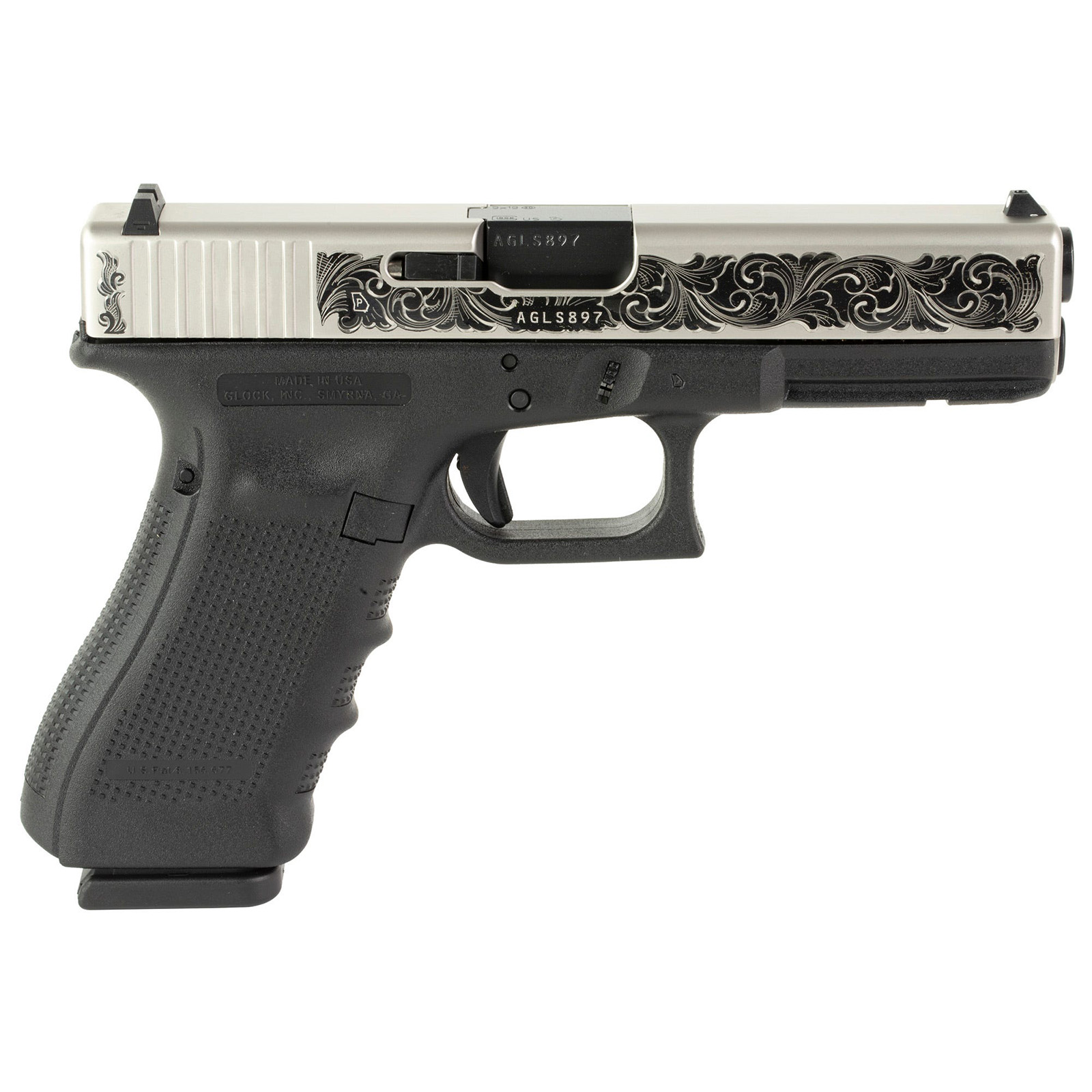 Glock 17 Gen4 Engraved Stainless Steel 9MM 4.49