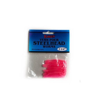 Raven Steelhead Worms Baby Pink; 2 1/4 in.