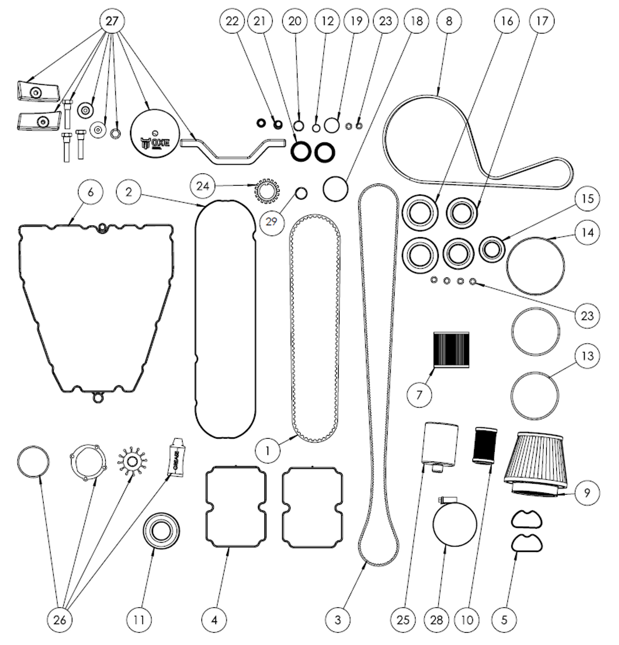 150-200 HP Service Kit 3 for 33" Shaft (800HRs)