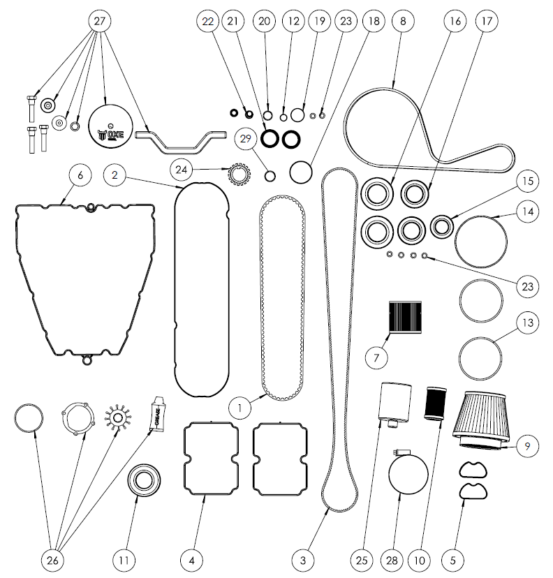 150-200 HP Service Kit 3 for 25" Shaft (800HRs) - OXE diesel outboard part (part 30-0190-903) - view 1
