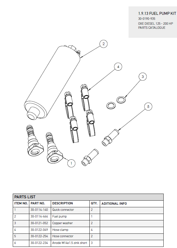 Fuel Pump Repair Kit - OXE diesel outboard part (part 30-0190-935)