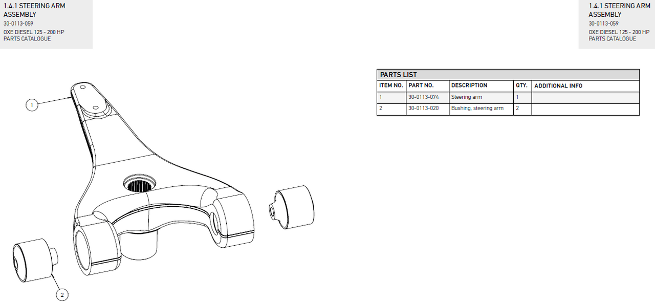 Steering arm - OXE diesel outboard part (part 30-0113-074E)