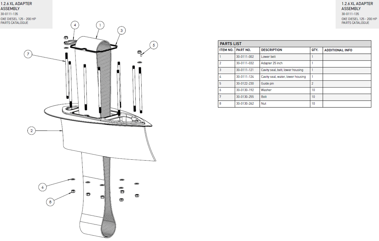 A4, DIN 985 M8 - OXE diesel outboard part (part 30-0130-262) - view 2