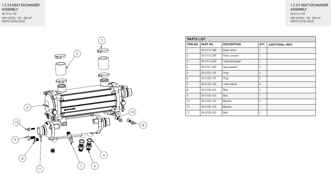 Heat exchanger cpl - OXE diesel outboard part (part 30-0114-403D)