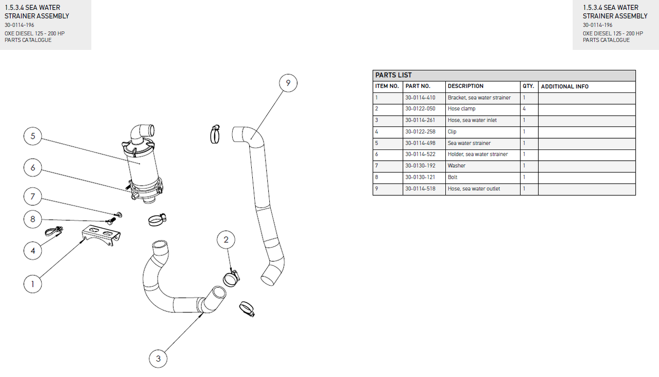 Hose water filter pump - OXE diesel outboard part (part 30-0114-518B)