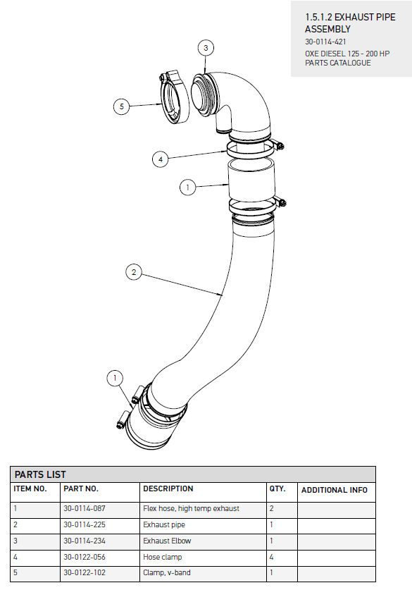 Exhaust hose - OXE diesel outboard part (part 30-0114-087A)