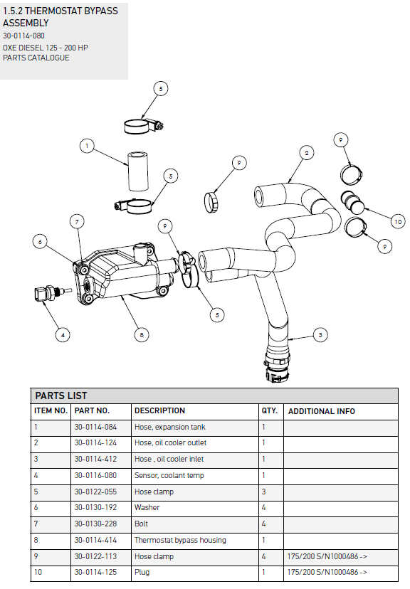 External heater hose plug - OXE diesel outboard part (part 30-0114-125A)
