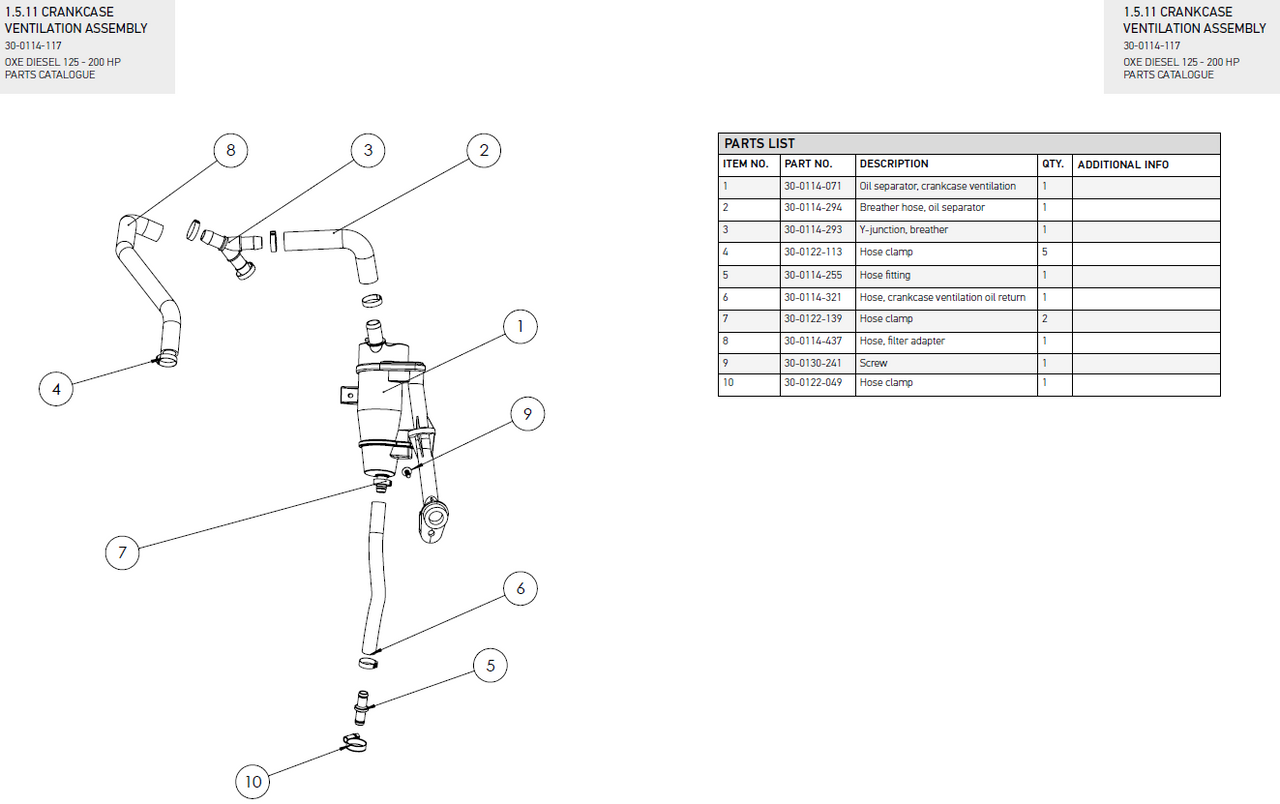 Crankcase ventilation oil separator - OXE diesel outboard part (part 30-0114-071)