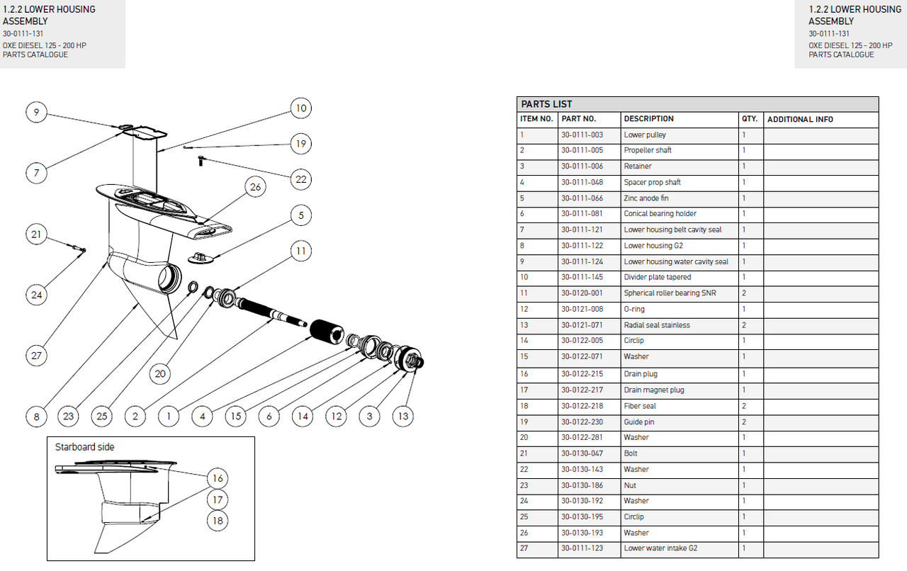 A4-80, DIN 912 M8x50 - OXE diesel outboard part (part 30-0130-047) - view 2