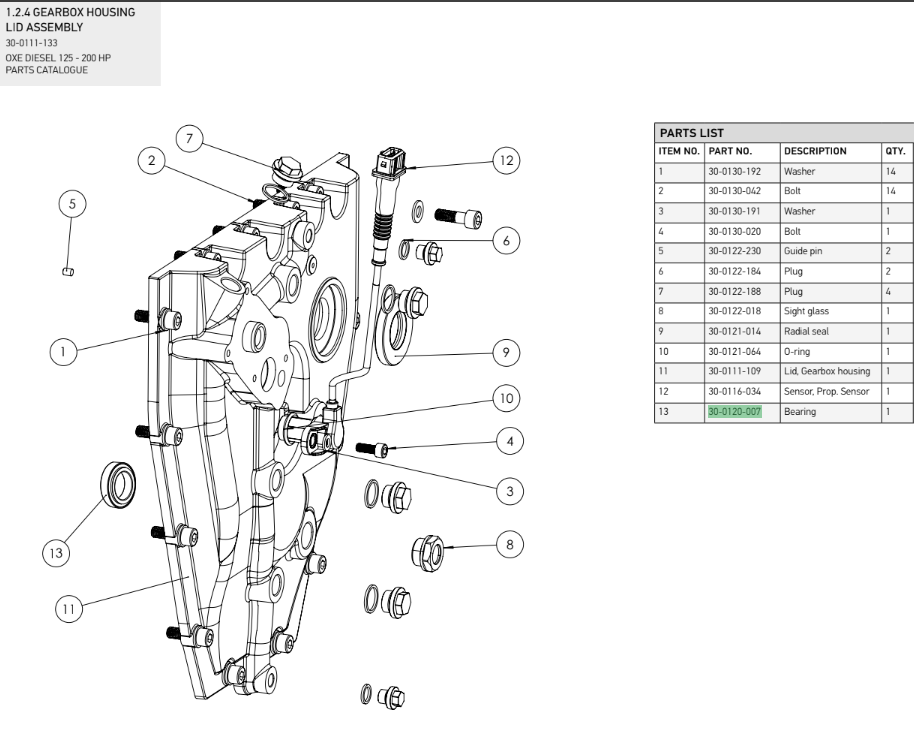 Bearing 30-0120-007 - OXE diesel outboard part (part 30-0120-007) - view 2