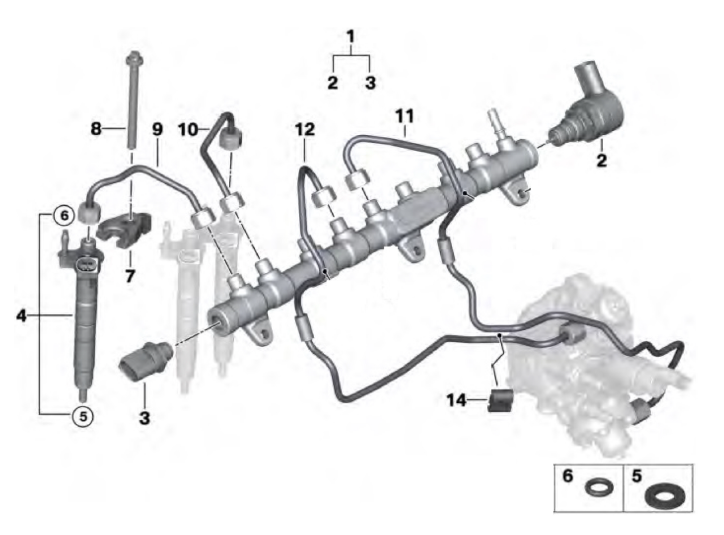 Diesel Fuel Injector Kit for 225-300HP - OXE diesel outboard part (part SP-3114-067-Kit) - view 2