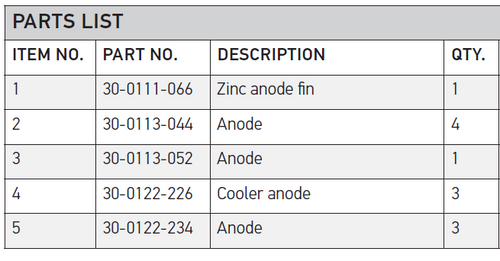 Anode Kit (25") - OXE diesel outboard part (part 30-0190-930) - view 2
