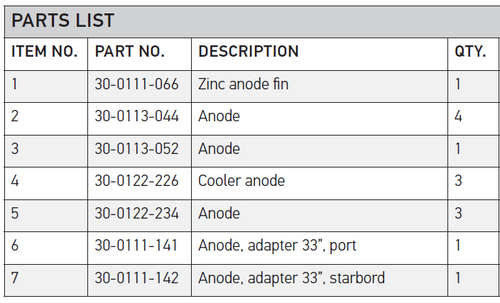 Anode Kit (33") - OXE diesel outboard part (part 30-0190-948) - view 1
