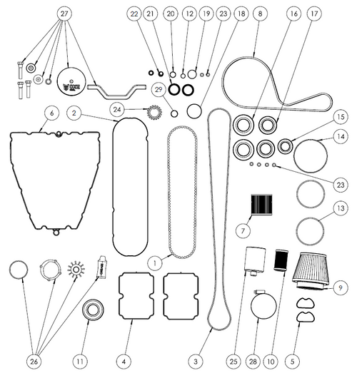 150-200 HP Service Kit 3 for 25" Shaft (800HRs) - OXE diesel outboard part (part 30-0190-903) - view 1