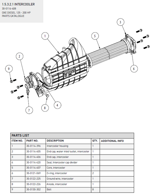 Seal intercooler end cap - OXE diesel outboard part (part 30-0114-420)