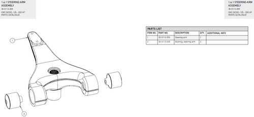 Steering arm - OXE diesel outboard part (part 30-0113-074E)
