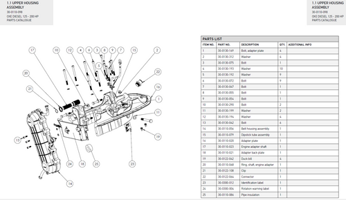 SWE Belt Housing Assembly - OXE diesel outboard part (part SP30-0110-056N) - view 1