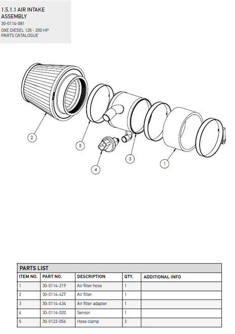Air filter adaptor cpl - OXE diesel outboard part (part 30-0114-434B)
