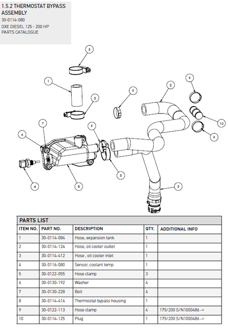 External heater hose plug - OXE diesel outboard part (part 30-0114-125A)