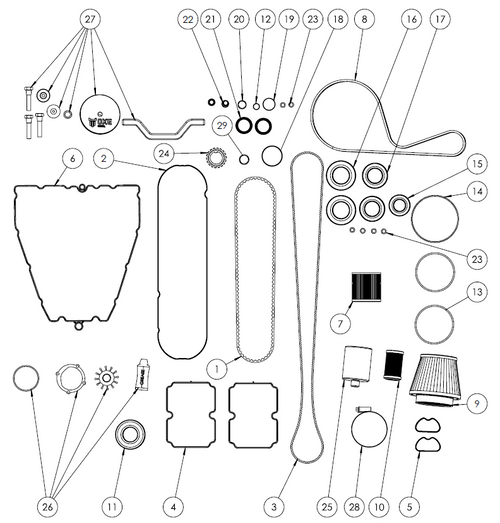 300 HP Service Kit 3 for 25" Shaft (800HRs)