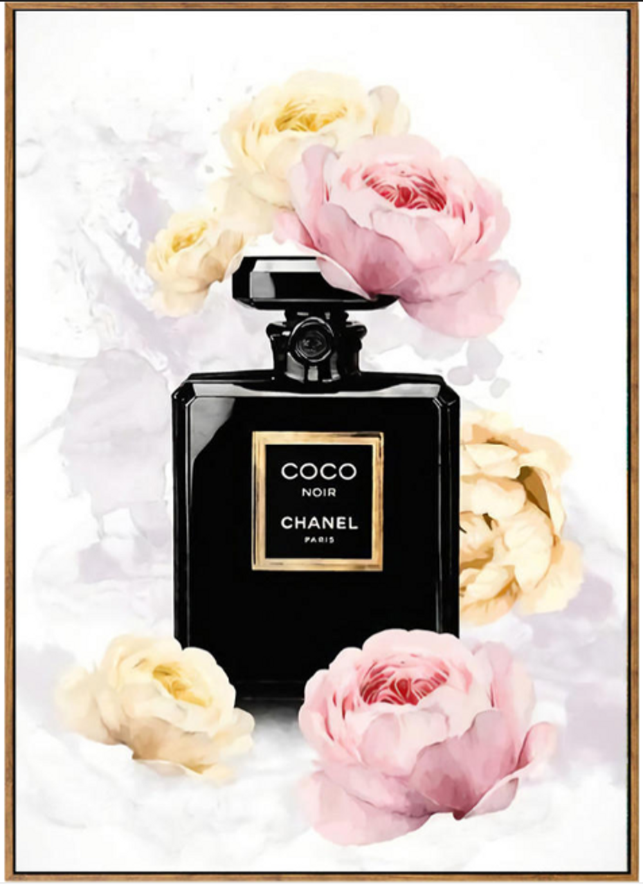 chanel bottle with flowers