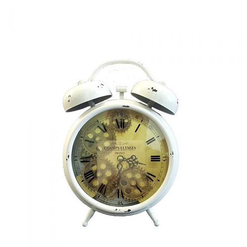 Exposed Gear Bedside Clock (White)