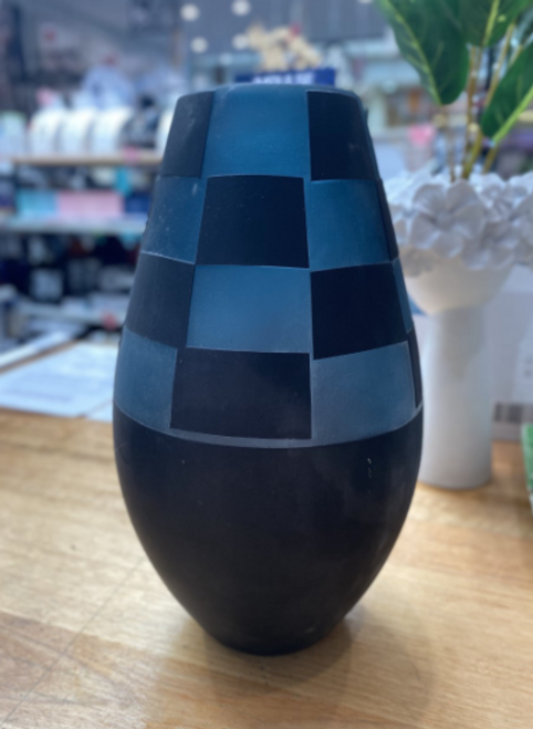 Black Checkered Vase Large