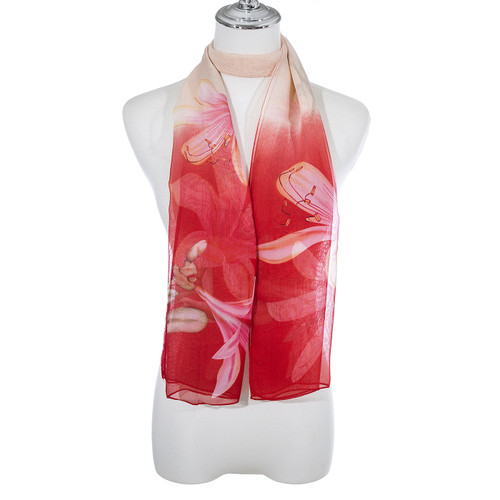 Bright Red Flowers Scarf
