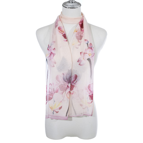 Sheer Pink Flower Scarf