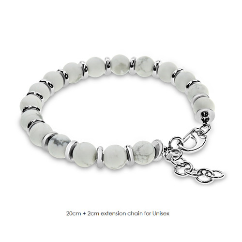 Precious Stone Beaded Bracelet / White Howlite