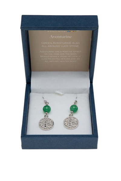 Aventurine Tree of Life Earrings