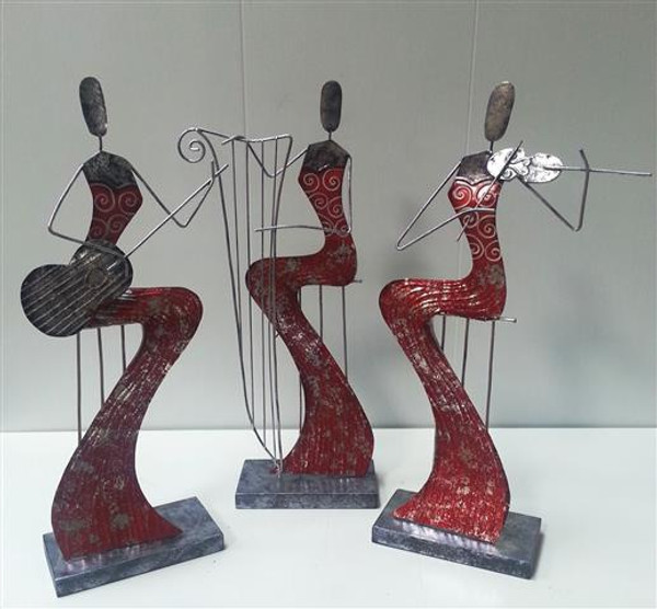 Red Lady Musician Figurines