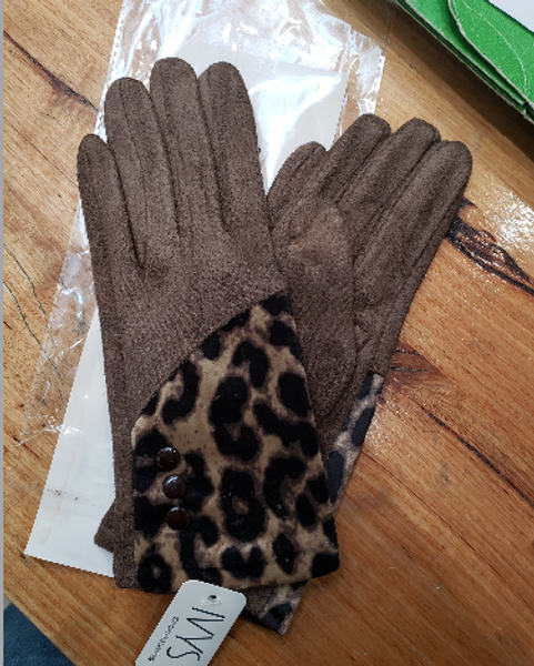 Brown Leopard Gloves