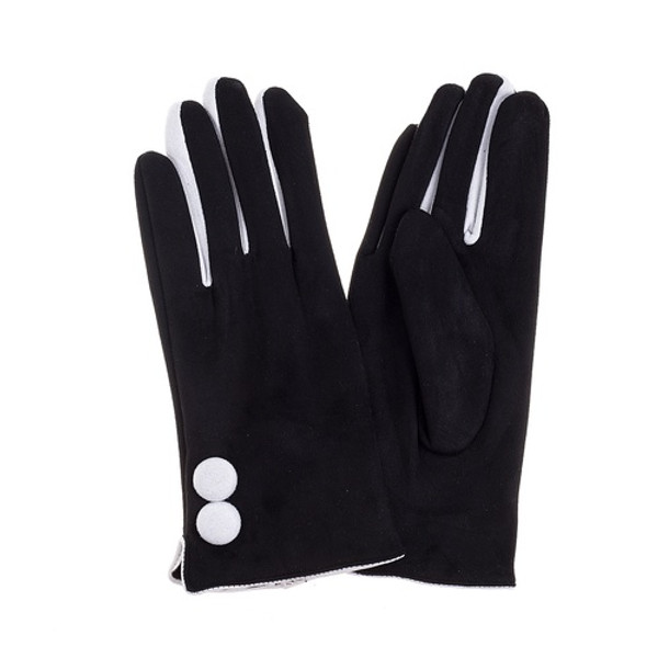 Black Gloves with White Buttons