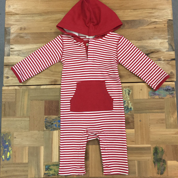 Red Stripe Hooded Outfit 3-6 Months