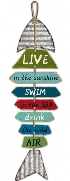 Live/Swim/Drink Fish Hanging Sign