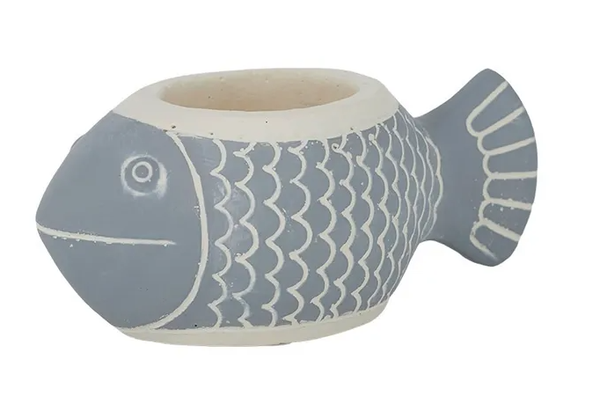 Mahi Fish Cement Planter / Blue