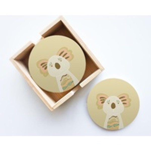 Koala Round Ceramic Coaster Set