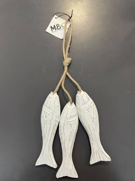 Hanging White Fish Ornaments / Set 3